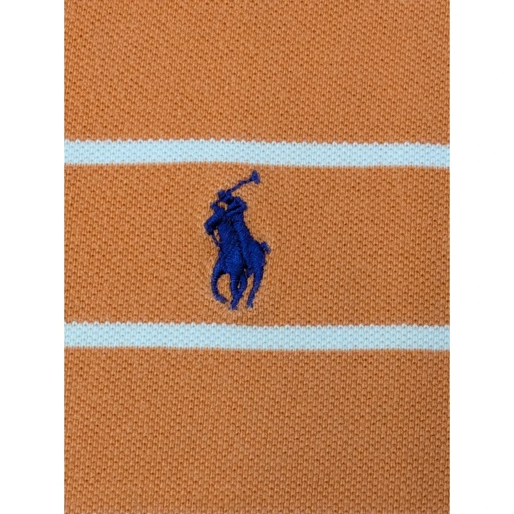 Polo Ralph Lauren Men's Size Large Orange White Stripe Classic Fit Polo Shirt